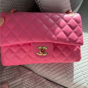 Classic Pink Quilted Shoulder Bag